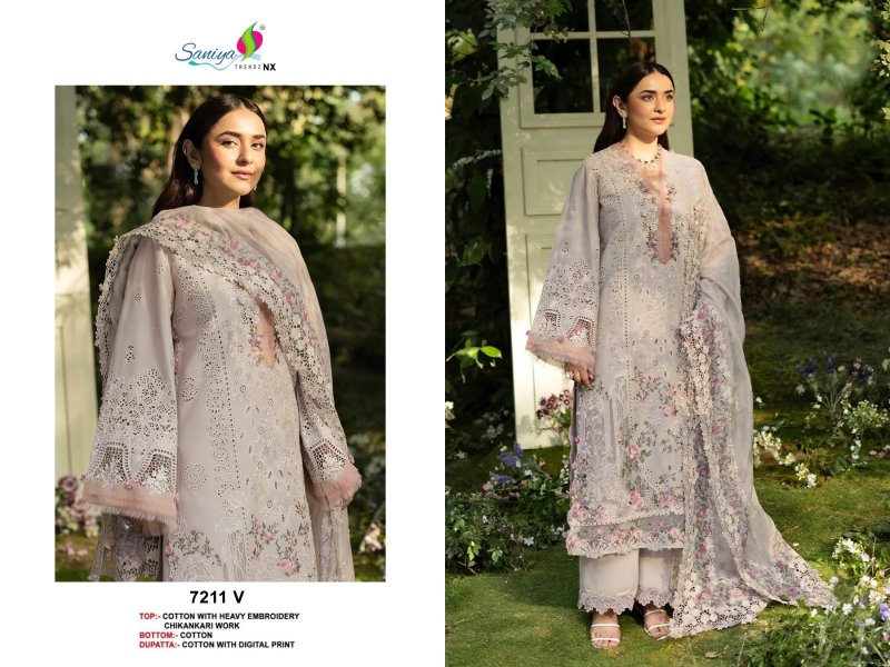 7211 S To V By Saniya Cotton Chikankari Pakistani Salwar Suits 